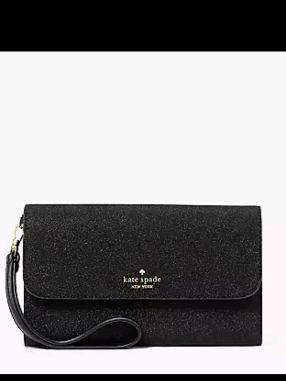 ✨️NWT✨️ Kate Spade Black Glitter Wristlet Clutch, 2023, $199 MSRP